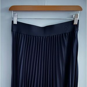 Land's End Chase Bank Logo Navy Pleated Midi Skirt